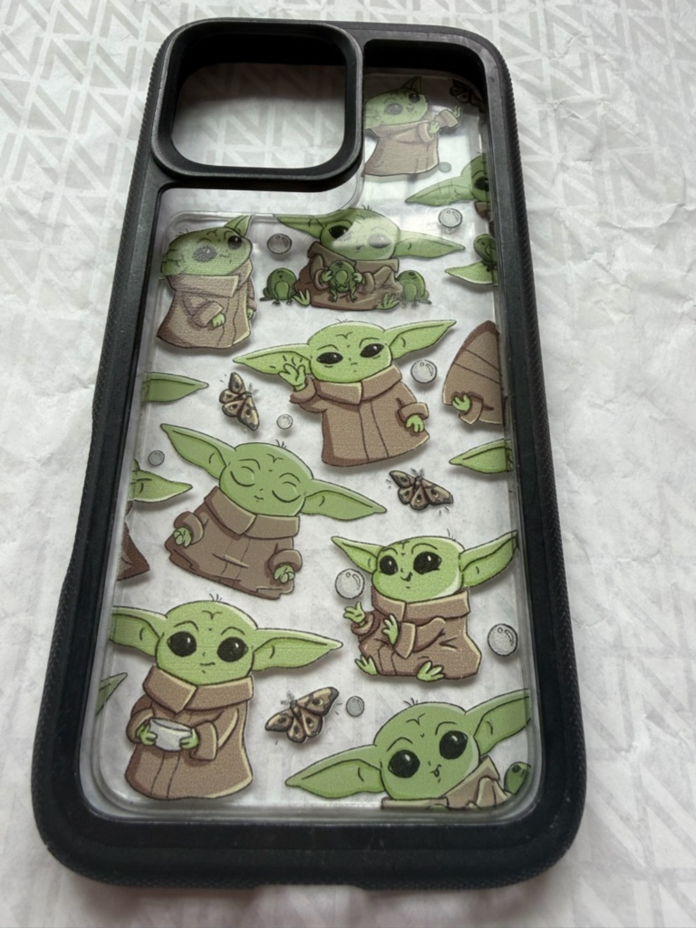 Baby Yoda Themed Green Phone Case with Black Bumper